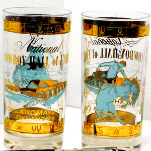 Pair of Oklahoma National Cowboy Hall Of Fame Souvenir Glass